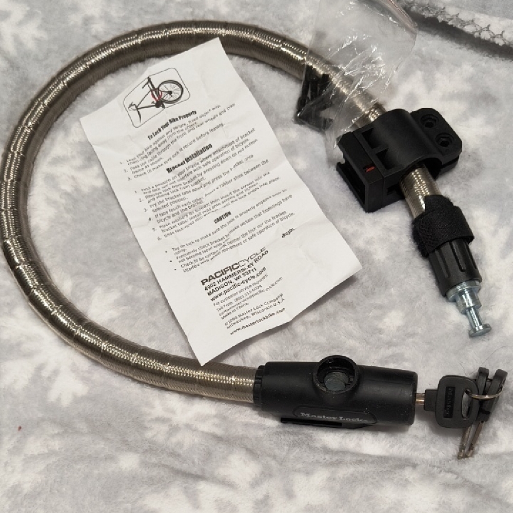 Master Locks 32" Heavy Duty Bike Lock, Install Instructions, Mounting Hardware